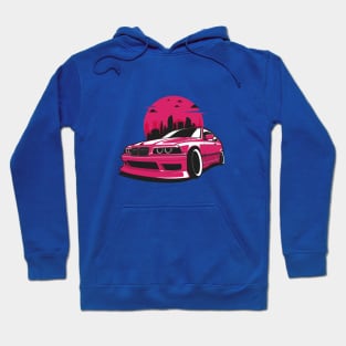 Pink E36 Compact Drift City Skyline Hoodie